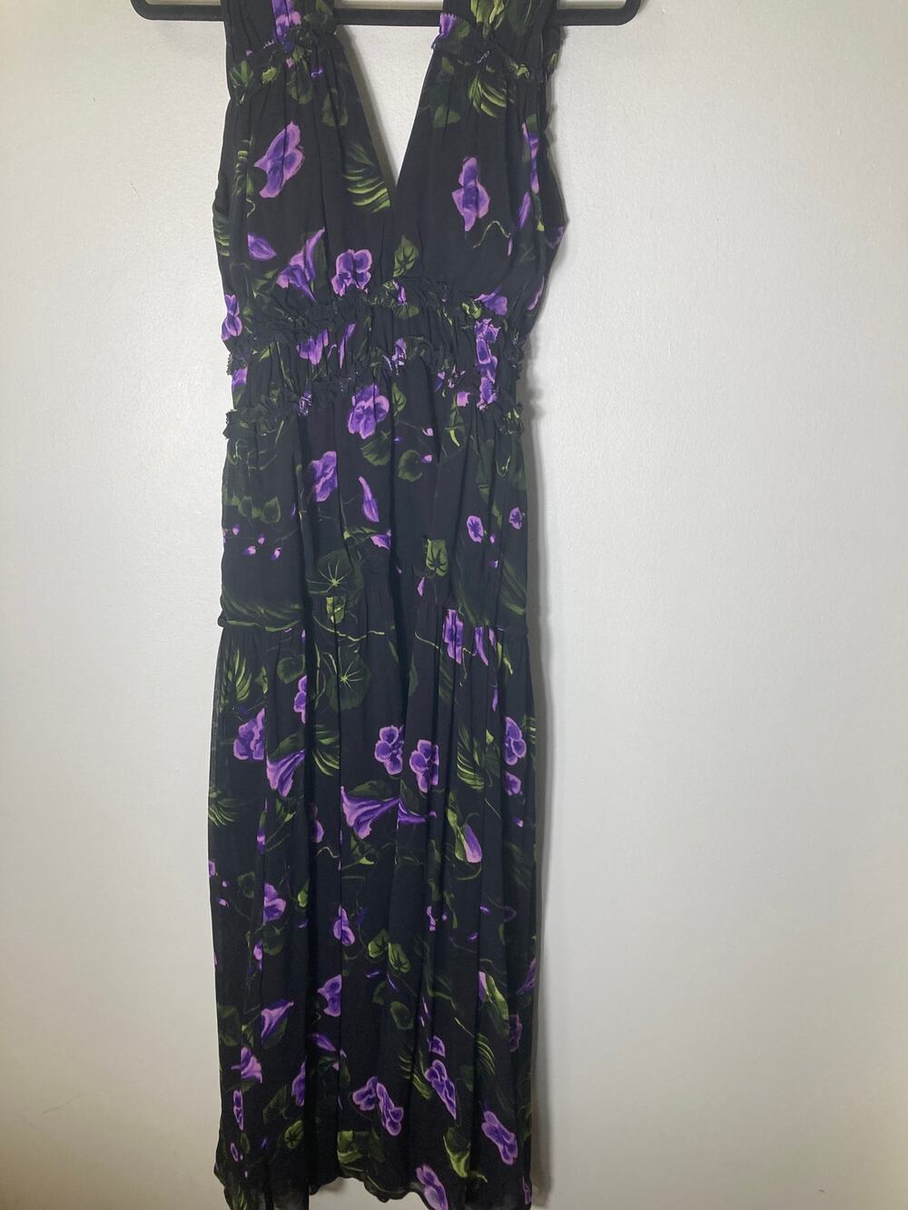 Karina Grimaldi Black Sleeveless Deep V-Neck Maxi Dress Sz M